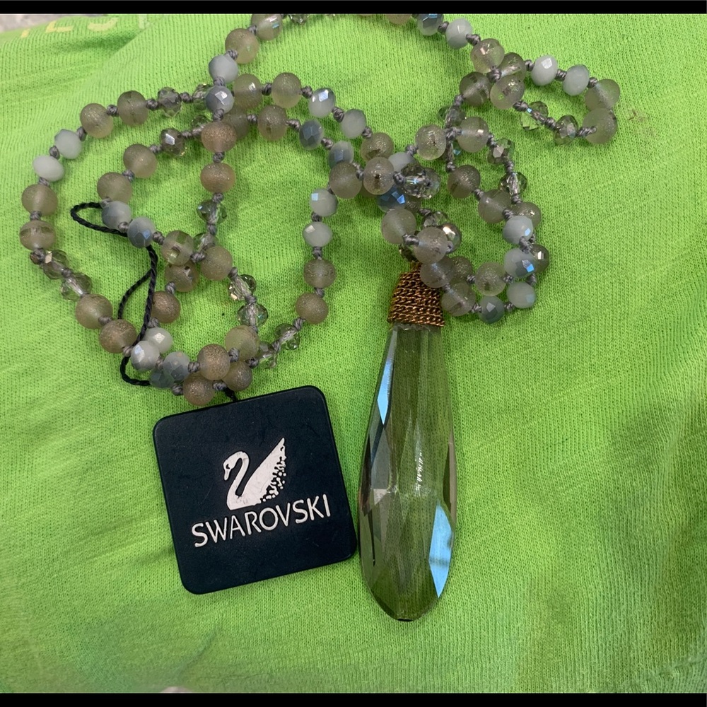 Swarovski smokey crystal beaded necklace.Very good